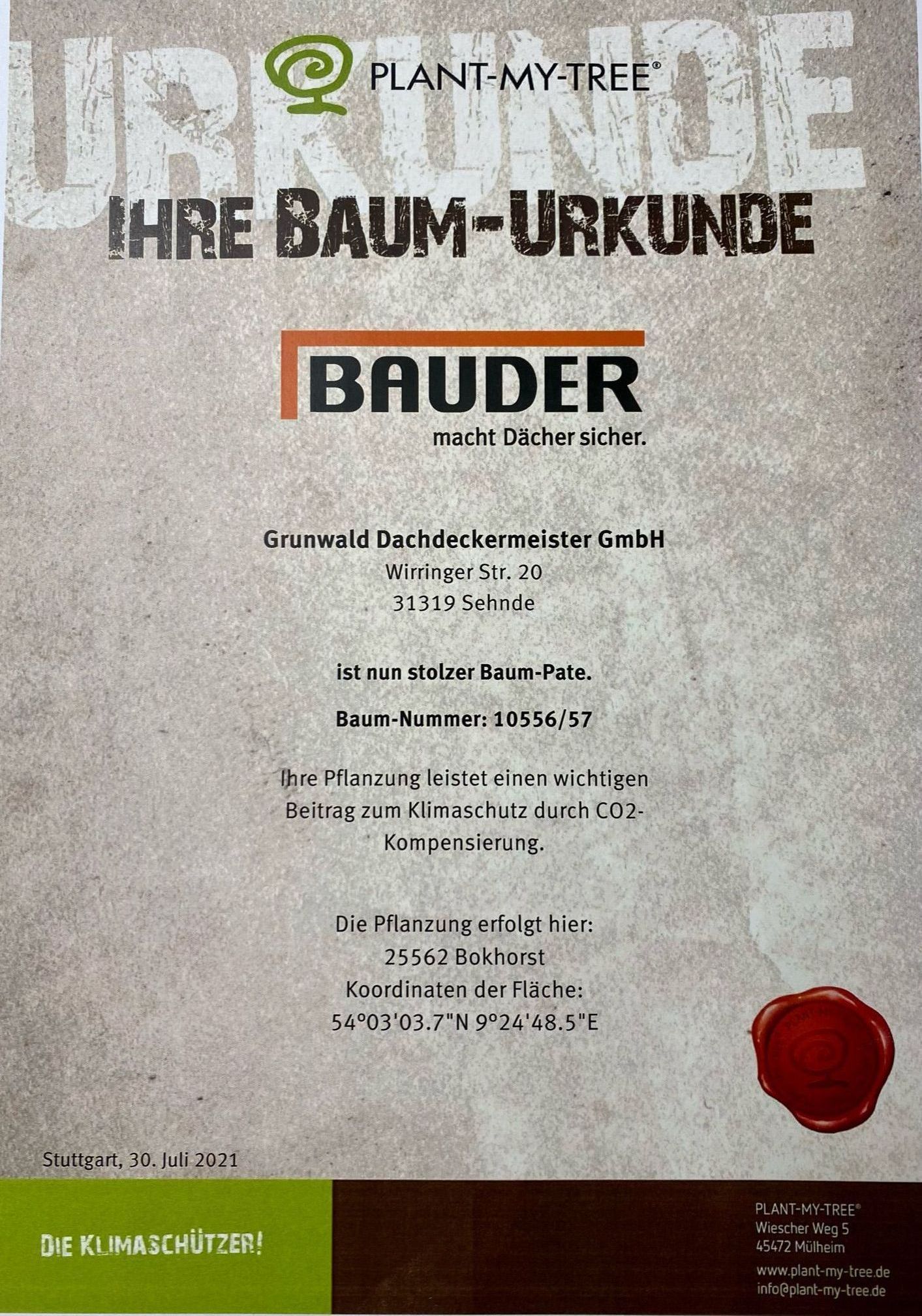 Baum Urkunde